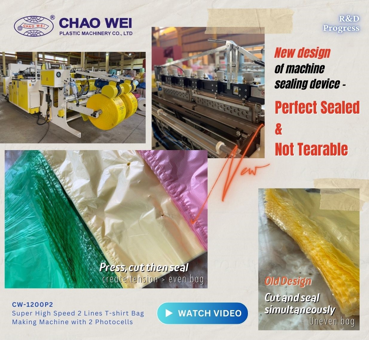 New Design of Sealing Device for T-shirt bag making machine