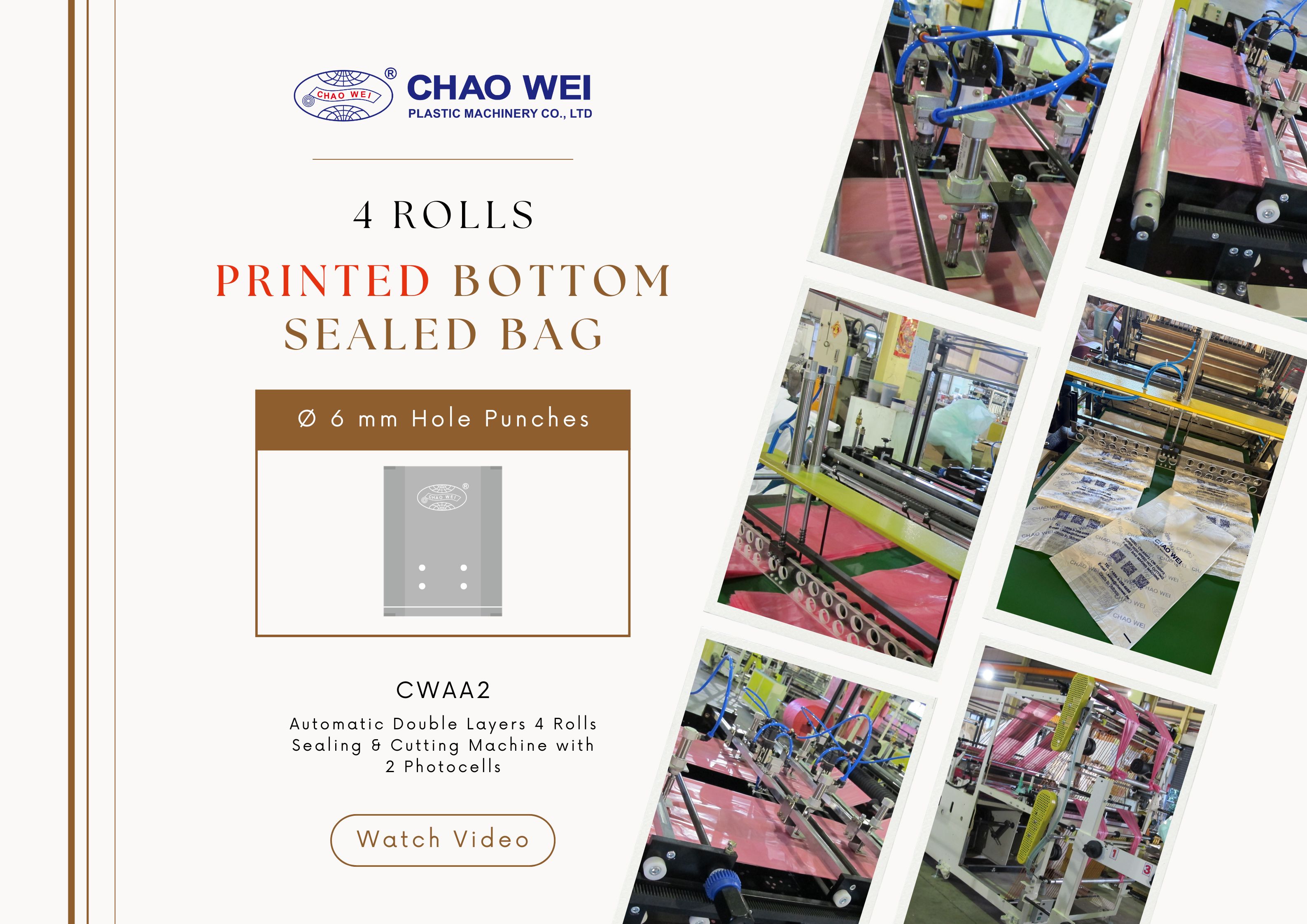 4 Rolls Sealing and Cutting machine with 2 Photocells